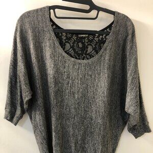 Black Lace Underlay Gray Shirt From Express